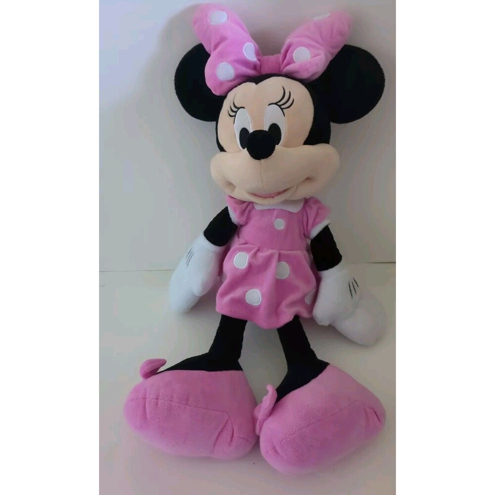 Disney Minnie Mouse 18" Plush Doll Pink Dress White Polka Dot Stuffed D
